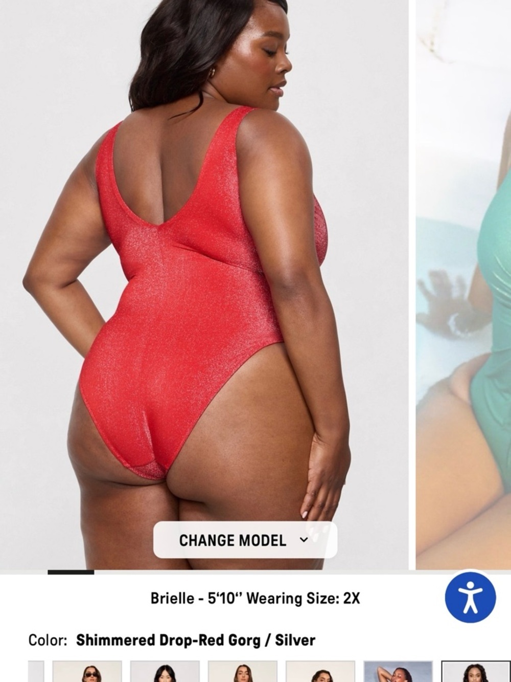 Yitty by Lizzo Red Shimmer Twist Plunge Shaping One Piece Swimsuit 2X NWT - Picture 2 of 8